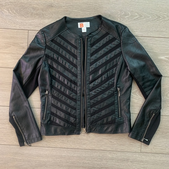 stretchy leather jacket